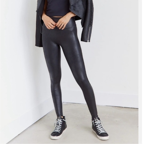 Spanx Faux Leather Leggings High Rise Full Length Size Medium - Picture 11 of 15